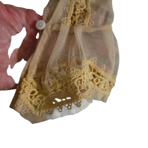 Free People V Is for Victorian Red Velvet and Cream Lace Long Sleeve Mini Dress - Picture 9 of 12